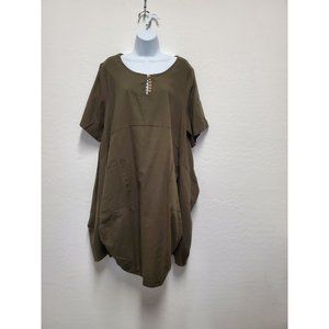 Minibee Size Large Linen Blend Oversized LagenLook Dress Hunter Green